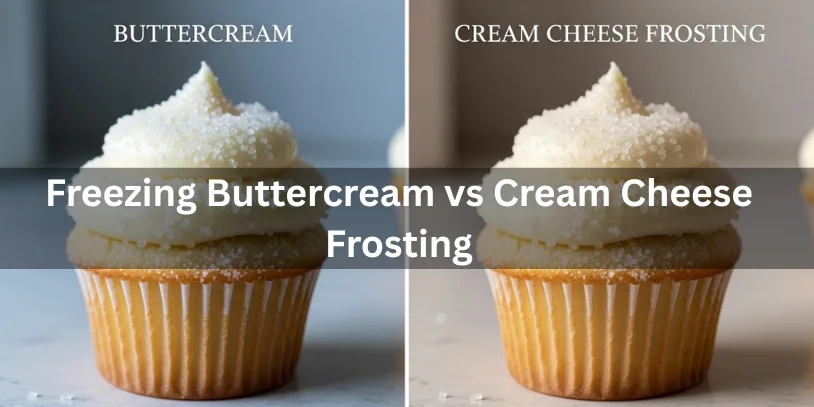 Two images showing whipped cream frosting and buttercream, related to freezing cupcakes topped with frosting.-Can You Freeze Cupcakes With Frosting