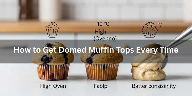 Bakery-style domed blueberry muffin tops compared to flat muffins, realistic food photography explaining how to get domed muffin tops every time.-blueberry muffin recipe with sour cream 