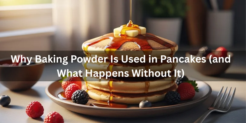 Stack of golden fluffy pancakes with melting butter, maple syrup, and fresh berries, photographed in warm natural sunlight with soft shadows and detailed textures.-can you make pancakes without baking powder 