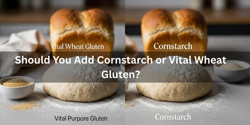 All-purpose flour bread dough mixed with vital wheat gluten versus cornstarch, baked loaves showing differences in rise, crumb, and chewiness, realistic food photography comparing the two options.-can you use all purpose flour instead of bread flour 
