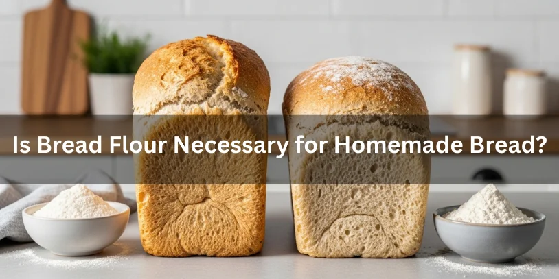 Homemade bread made with bread flour versus all-purpose flour, showing differences in rise, crumb, and chewiness, realistic food photography explaining whether bread flour is necessary.-can you use all purpose flour instead of bread flour 