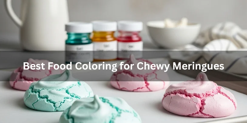 Chewy meringue cookies colored with gel food coloring, smooth glossy texture on parchment paper, realistic food photography showing the best food coloring for chewy meringues-chewy meringue cookies 
