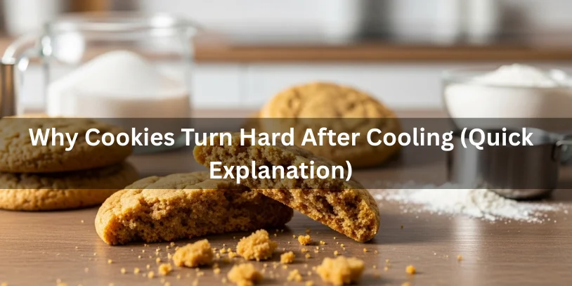 A broken cookie showing a firm, dry interior with scattered crumbs, explaining why cookies turn hard after cooling.-cookies hard after cooling 