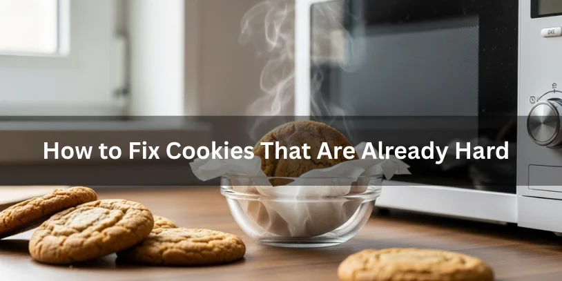 Hard cookies being softened in a microwave or wrapped in parchment paper, illustrating how to fix cookies that are already hard.-cookies hard after cooling 