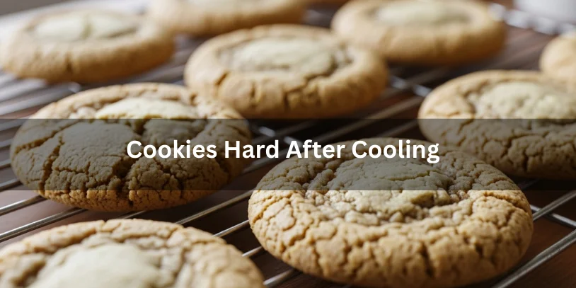 Cookies cooling on a rack showing a firm, hard texture after baking, illustrating why cookies can become hard once cooled.-cookies hard after cooling
