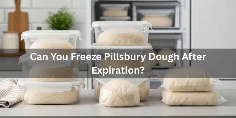 Opened and unopened Pillsbury dough shown with visible expiration dates, some portioned into freezer-safe containers, illustrating whether it can be frozen after expiration under soft natural lighting.-how long is pillsbury dough good for after expiration date 