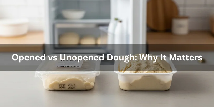 Side-by-side comparison of unopened and opened refrigerated dough containers, showing why proper sealing and opening status matter for dough freshness under soft natural lighting.-how long is pillsbury dough good for after expiration date