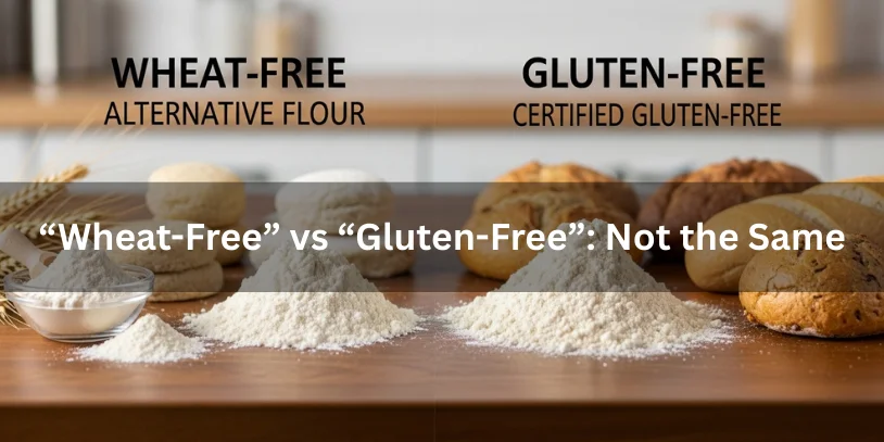 Is Lebanese Bread Gluten-Free? Complete Safety Guide for Celiac & Gluten Sensitivity 2026 Wheat-free foods and gluten-free foods displayed separately, illustrating why wheat-free and gluten-free are not the same.-is lebanese bread gluten free