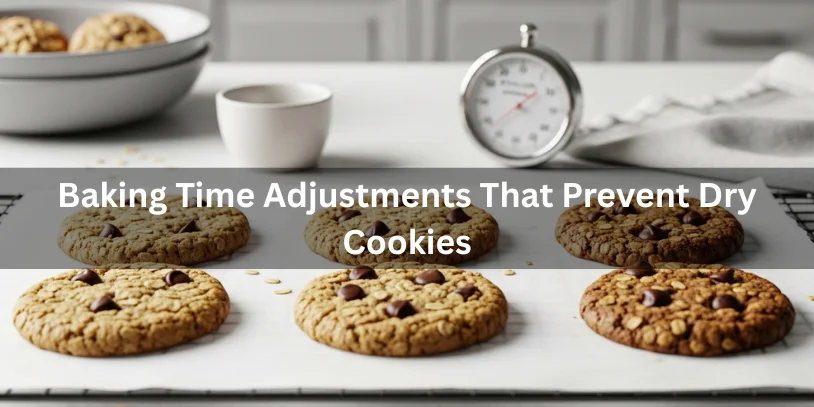 Oatmeal chocolate chip cookies baked at different stages—underdone, perfect, overbaked—showing how baking time adjustments prevent dry cookies, realistic food photography.-oatmeal chocolate chip cookies without brown sugar 