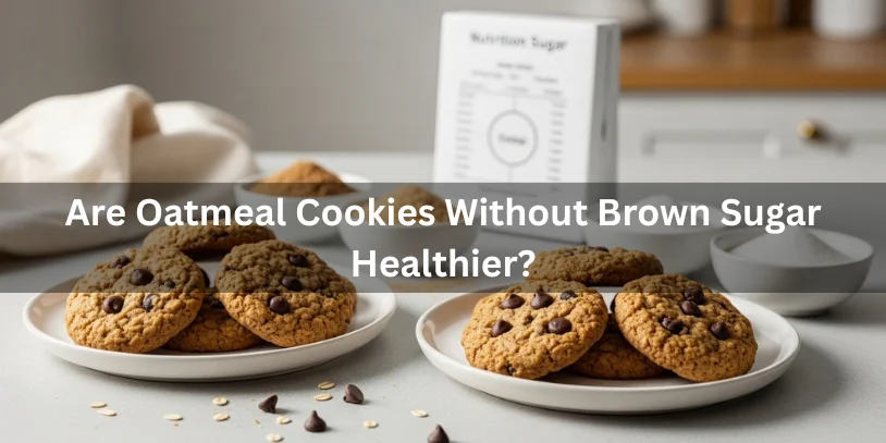 Two plates of oatmeal chocolate chip cookies, one with brown sugar and one with white sugar, showing potential health differences, realistic food photography illustrating whether cookies without brown sugar are healthier.-oatmeal chocolate chip cookies without brown sugar 