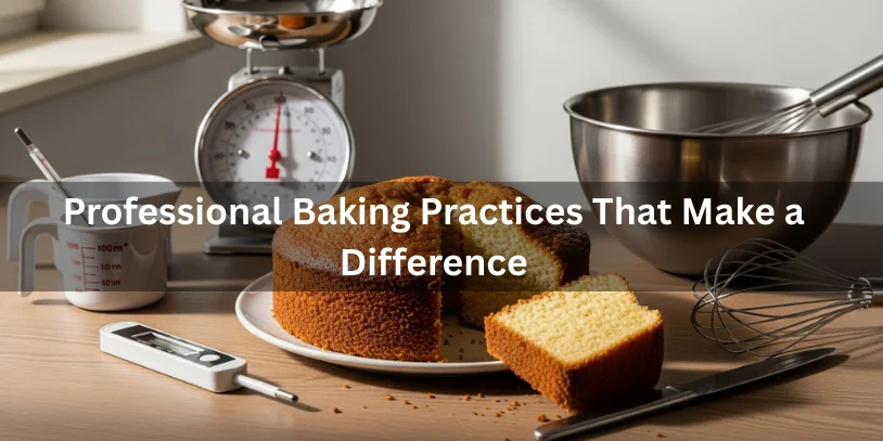Why Is My Cake Wet in the Middle? Causes, Fixes, and Proven Baking Solutions In 2026 A perfectly baked cake with professional baking tools like a thermometer, measuring cups, and whisk, showing best practices that improve baking results.-why is my cake wet in the middle