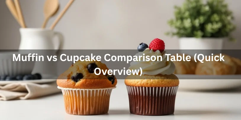 Difference Between Muffin and Cupcake: Key Baking Differences You Should Know Muffin and cupcake placed side by side on a clean surface, realistic food photography supporting a quick comparison between muffins and cupcakes-difference between muffin and cupcake