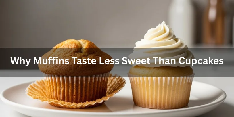 Difference Between Muffin and Cupcake: Key Baking Differences You Should Know Plain muffin and frosted cupcake placed side by side, showing simpler crumb in the muffin and frosted sweetness in the cupcake, realistic food photography explaining why muffins taste less sweet than cupcakes-difference between muffin and cupcake