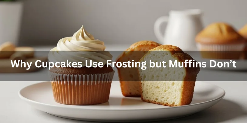 Difference Between Muffin and Cupcake: Key Baking Differences You Should Know A frosted cupcake placed next to an unfrosted muffin on a plate, realistic food photography illustrating why cupcakes use frosting while muffins do not.-difference between muffin and cupcake