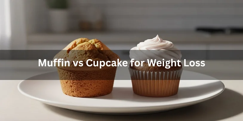 Difference Between Muffin and Cupcake: Key Baking Differences You Should Know A plain muffin and a lightly frosted cupcake placed side by side on a plate, realistic food photography supporting a comparison for weight loss considerations.-difference between muffin and cupcake