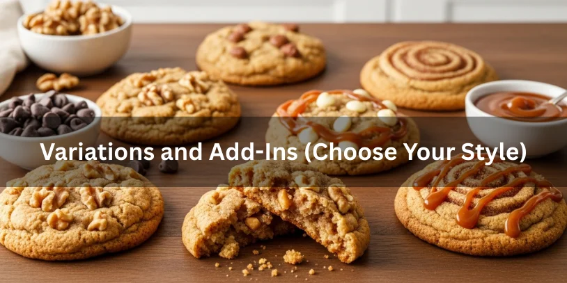 Apple Doodle Cookies (Appledoodles): The Best Apple Snickerdoodle Recipe, Moisture Fixes, Variations & Where to Buy Apple doodle cookies with variations including walnuts, white chocolate, caramel drizzle, and cinnamon-sugar swirl, some sliced to show soft interior and add-ins.-apple doodle cookies