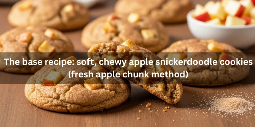 Apple Snickerdoodle Cookies: Soft, Chewy “Appledoodles” With Moisture-Proof Tips, Variations, and Buying Guide Soft and chewy apple snickerdoodle cookies with visible fresh apple chunks, one broken in half showing moist interior and cinnamon-sugar coating.-apple snickerdoodle cookies