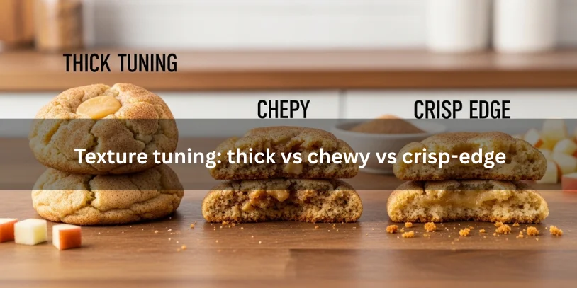 Apple Snickerdoodle Cookies: Soft, Chewy “Appledoodles” With Moisture-Proof Tips, Variations, and Buying Guide Three apple snickerdoodle cookies showing thick, chewy, and crisp-edge textures, each sliced to display interior crumb differences.-apple snickerdoodle cookies