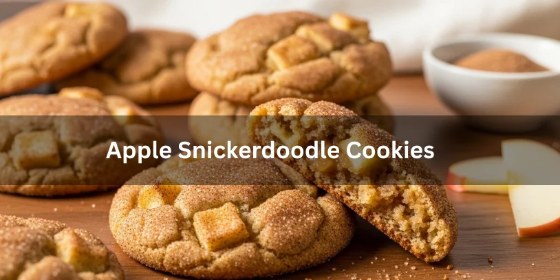 Apple Snickerdoodle Cookies: Soft, Chewy “Appledoodles” With Moisture-Proof Tips, Variations, and Buying Guide Thick apple snickerdoodle cookies coated in cinnamon sugar, one broken in half showing soft chewy interior with apple pieces.-apple snickerdoodle cookies