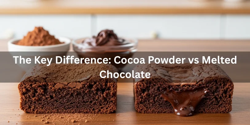 Brownies No Cocoa Powder: Fudgy, Easy Recipe Using Chocolate Bars & Pantry Ingredients In 2026 Side-by-side brownies made with cocoa powder and melted chocolate, showing differences in texture and moisture.-brownies no cocoa powder