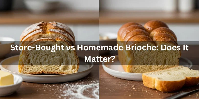 Can You Freeze Brioche Bread? How to Store, Thaw, and Reheat It Without Losing Softness In 2026 Side-by-side comparison of homemade brioche slices and uniform store-bought brioche slices, showing differences in texture and appearance.-can you freeze brioche bread