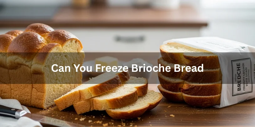 Can You Freeze Brioche Bread? How to Store, Thaw, and Reheat It Without Losing Softness In 2026 Freshly baked brioche loaf partially sliced with slices in a freezer-safe bag, showing how to freeze brioche bread properly.-can you freeze brioche bread