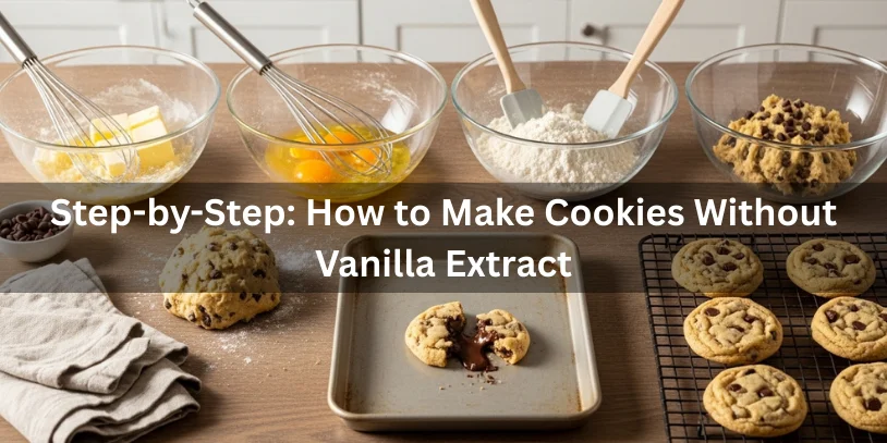 Chocolate Chip Cookie Recipe Without Vanilla Extract (Soft, Chewy & Easy Guide) In 2026 Step-by-step process of making chocolate chip cookies without vanilla extract, from mixing dough to freshly baked cookies.-chocolate chip cookie recipe without vanilla extract