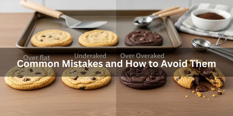 Chocolate Chip Cookie Recipe Without Vanilla Extract (Soft, Chewy & Easy Guide) In 2026 Comparison of flat, underbaked, overbaked, and perfectly baked chocolate chip cookies, showing common mistakes and ideal results.-chocolate chip cookie recipe without vanilla extract