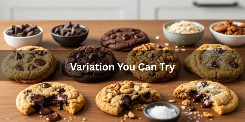 Chocolate Chip Cookie Recipe Without Vanilla Extract (Soft, Chewy & Easy Guide) In 2026 Different variations of chocolate chip cookies without vanilla extract, including chocolate chunk, oatmeal, nutty, and sea-salt versions.-chocolate chip cookie recipe without vanilla extract