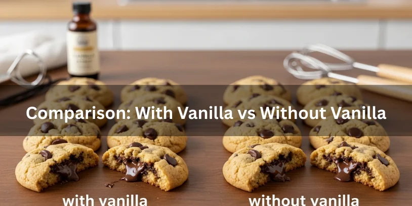 Chocolate Chip Cookie Recipe Without Vanilla Extract (Soft, Chewy & Easy Guide) In 2026 Side-by-side comparison of chocolate chip cookies made with vanilla extract and without vanilla, showing similar texture and appearance.-chocolate chip cookie recipe without vanilla extract