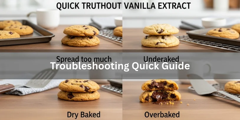 Chocolate Chip Cookie Recipe Without Vanilla Extract (Soft, Chewy & Easy Guide) In 2026 Quick comparison of common cookie problems and a perfect result, showing spread, doneness, and texture differences without vanilla extract.-chocolate chip cookie recipe without vanilla extract