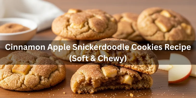 Cinnamon Apple Snickerdoodle Cookies (Soft & Chewy): Moisture-Proof Recipe, Apple Options, and Bake-or-Buy Guide Soft and chewy cinnamon apple snickerdoodle cookies coated in cinnamon sugar, one broken in half showing moist interior with apple pieces.-cinnamon apple snickerdoodle cookies