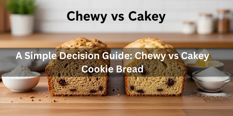 Cookie Bread Recipe (Sliceable Chocolate Chip Cookie Loaf) + Bake Times, Doneness Tests, Best Variations & Fixes Two sliced cookie bread loaves side by side showing chewy (dense) and cakey (airy) textures with ingredients nearby for comparison.-cookie bread recipe