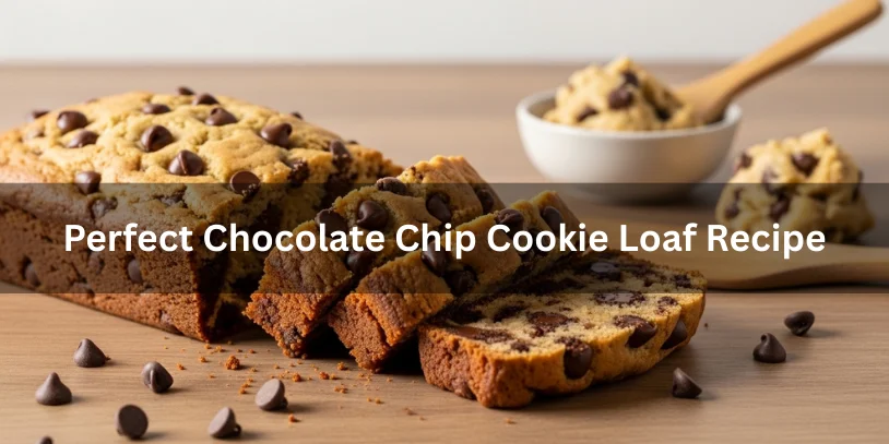 Cookie Loaf: The Best Recipes Guide, History, Variations, and 11 Baking Tips Sliced chocolate chip cookie loaf showing soft, chewy interior with chocolate chips on a wooden countertop.-cookie loaf