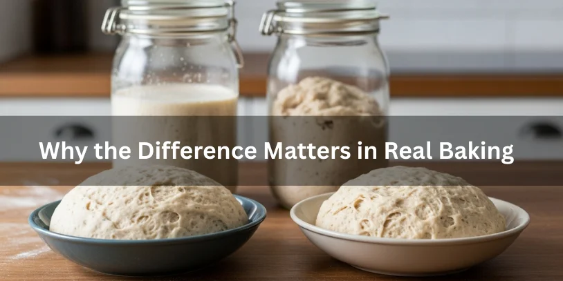 Dough made with active sourdough starter and dough made with sourdough discard side by side, showing why the difference matters in real baking.-difference between sourdough starter and discard 
