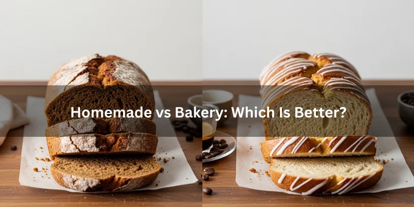 Side-by-side comparison of rustic homemade espresso bread and polished bakery-style espresso bread with uniform slices and light glaze.-espresso bread 