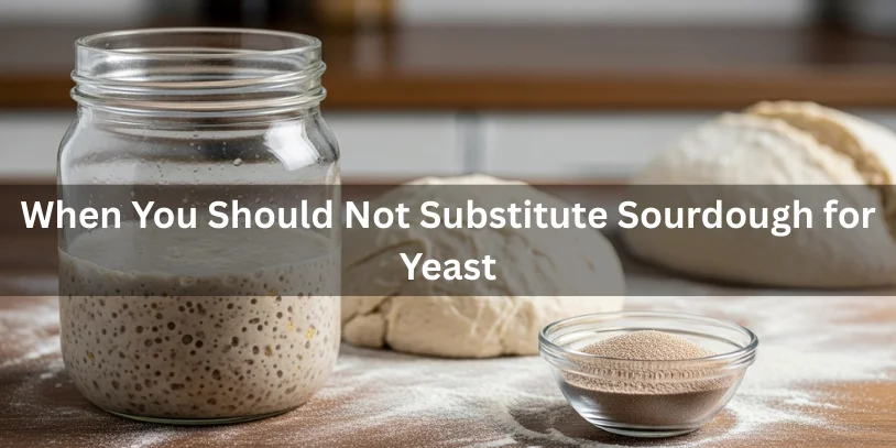Is Sourdough Starter a Substitute for Yeast? A Complete Best Baker’s Guide In 2026 A less active sourdough starter with dense dough beside a focused bowl of dry yeast, illustrating when you should not substitute sourdough for yeast in baking.-is sourdough starter a substitute for yeast