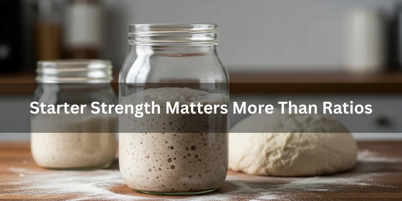 Is Sourdough Starter a Substitute for Yeast? A Complete Best Baker’s Guide In 2026 A highly active sourdough starter jar next to a less-active starter and dough, illustrating why starter strength matters more than ratios in baking.-is sourdough starter a substitute for yeast