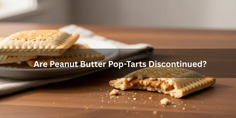 Peanut butter toaster pastries on a simple plate with one broken open, styled in a minimal, nostalgic setting that suggests rarity or discontinuation.-peanut butter pop tarts 