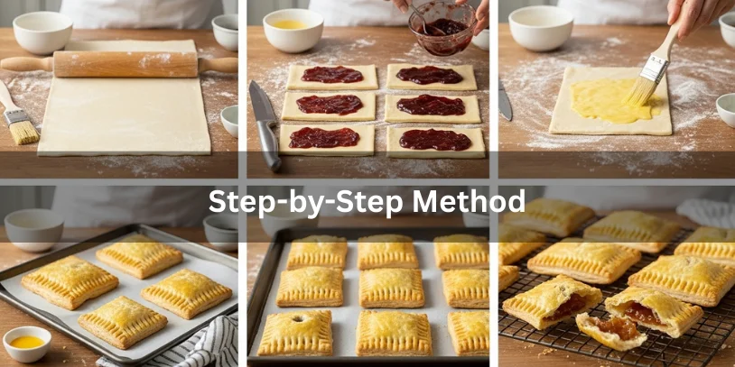 Puff Pastry Pop Tart Recipe: Flaky Homemade Toaster Pastries 7 Secrets Step-by-step assembly of puff pastry pop tarts, from rolling dough to filling, sealing, and baked flaky pastries.-puff pastry pop tart recipe