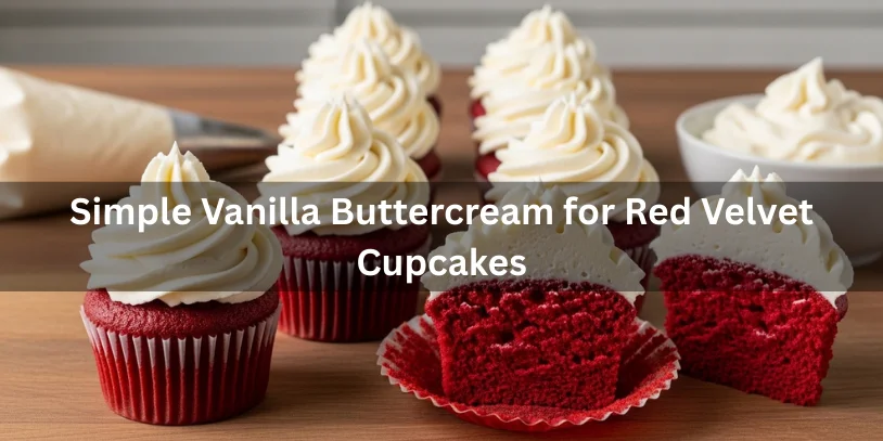Red Velvet Cupcake Frosting Without Cream Cheese: The Complete Guide to Classic & 16 Creative Options Red velvet cupcakes topped with smooth vanilla buttercream swirls, showing vibrant red crumb and creamy white frosting.-red velvet cupcake frosting without cream cheese