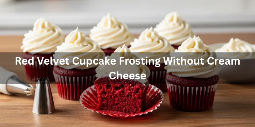 Red Velvet Cupcake Frosting Without Cream Cheese: The Complete Guide to Classic & 16 Creative Options Red velvet cupcakes topped with smooth vanilla buttercream frosting instead of cream cheese, showing moist red crumb and piped swirls.-red velvet cupcake frosting without cream cheese