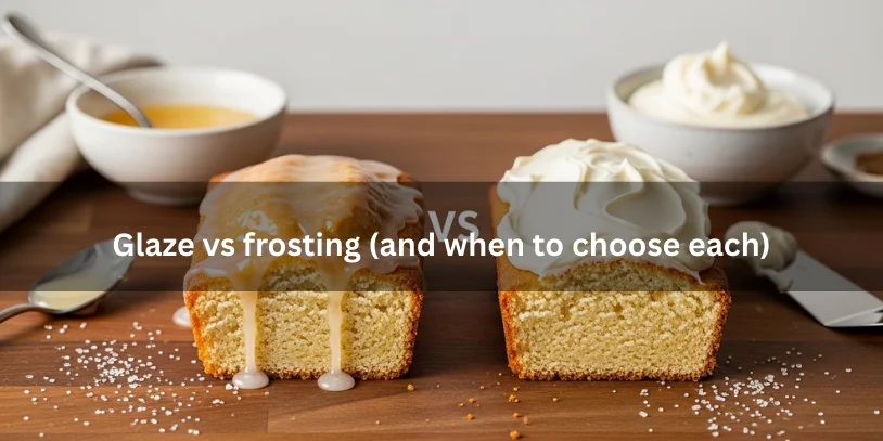 Side-by-side sugar cookie loaf slices, one with thin shiny glaze and one with thick creamy frosting, showing texture and topping differences.-sugar cookieloaf 