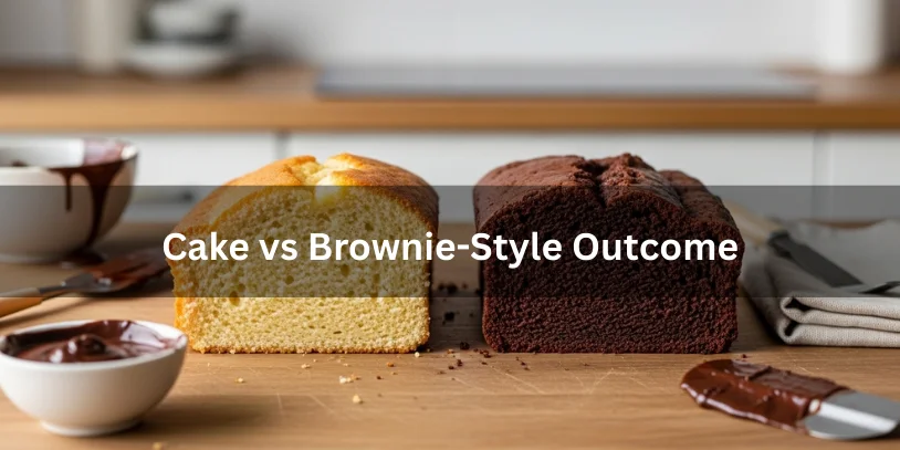 Side-by-side comparison of cake-style and brownie-style slices of ultra-rich chocolate, showing differences in crumb, moisture, and texture.-too much chocolate cake recipe 