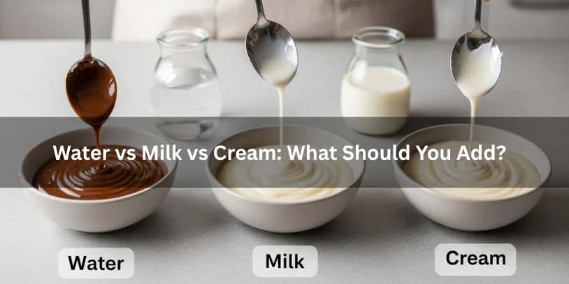 How to Fix a Split Ganache: Best Rescue Methods for Oily, Grainy, or Broken Ganache Three bowls of ganache adjusted with water, milk, and cream, showing differences in texture and shine under soft natural lighting.-how to fix a split ganach