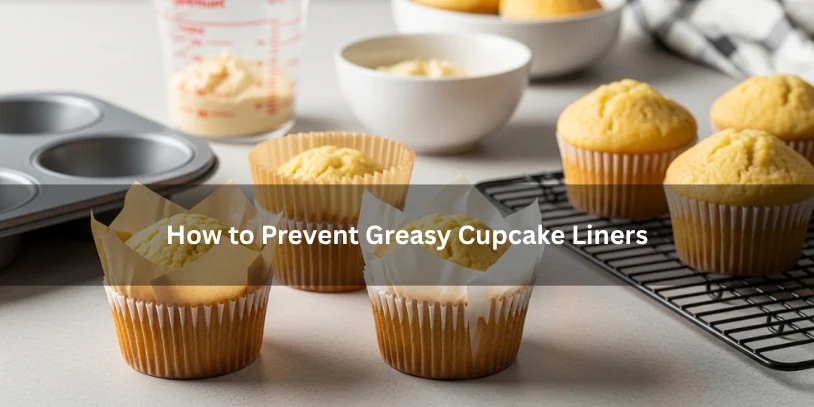Freshly baked cupcakes with clean, dry paper liners and well-risen tops, illustrating how to prevent greasy cupcake liners under soft natural lighting.-how to prevent greasy cupcake liners 