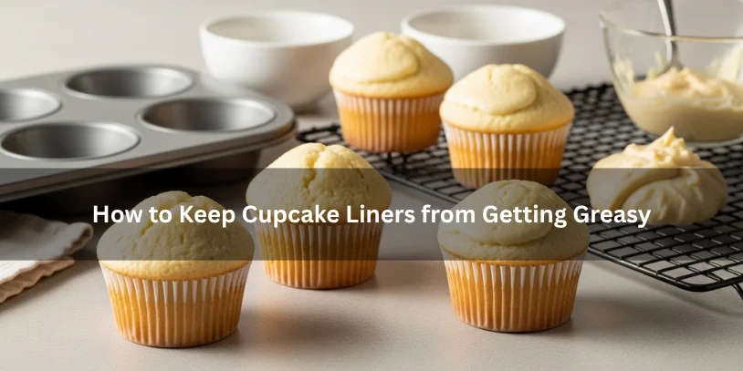 Freshly baked cupcakes with clean, dry paper liners and domed tops, illustrating how to keep cupcake liners from getting greasy under soft natural lighting.-how to prevent greasy cupcake liners 