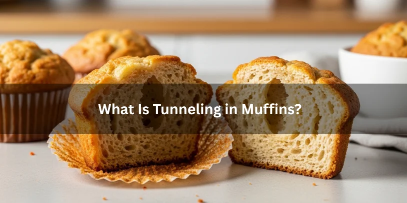 What Causes Tunneling in Muffins? Why Muffins Get Holes, Peaks, and Tough Crumb Muffin cut in half showing long air tunnels and uneven crumb, illustrating the tunneling effect under soft natural lighting.-what causes tunneling in muffins -Muffin cut in half showing long air tunnels and uneven crumb, illustrating the tunneling effect under soft natural lighting.