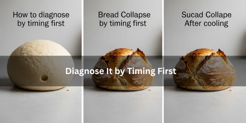 Why Did My Bread Collapse? 12 Real Causes, Easy Fixes, and How to Stop It Happening Again Three homemade bread loaves showing collapse at different stages—before baking, during baking, and after cooling—under soft natural lighting..-why did my bread collapse