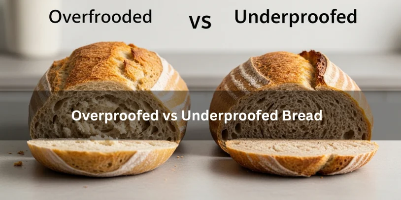 Why Did My Bread Collapse? 12 Real Causes, Easy Fixes, and How to Stop It Happening Again Two homemade bread loaves comparing overproofed and underproofed bread, with visible differences in shape, crust, and crumb under soft natural lighting.-why did my bread collapse